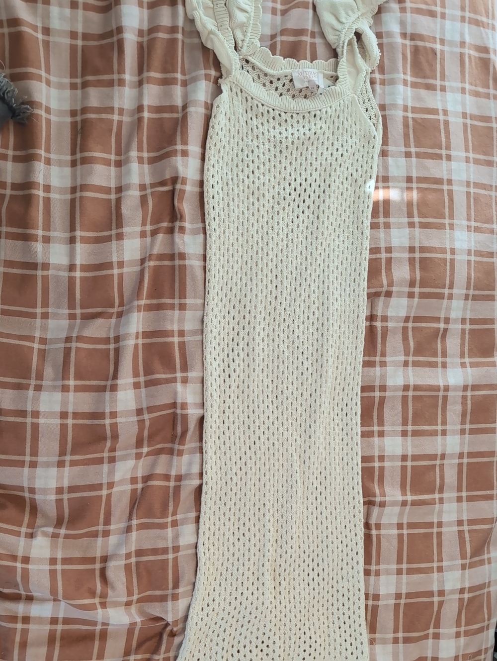 Francesca's Collections Cream Crochet Knit Swim Coverup